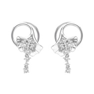 Elegant Merii 925 Silver CZ Diamond Drop Earrings with Flower Design