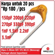 20x Capacitor Monocap 150pF 200pF 220pF 270pF 330pF 390pF 1nF 1.5nF 2.2nF 3.3nF 50V Monolithic Ceram