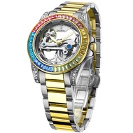 Women Watch, Self Winding Mechanical Watch - Stainless Steel Skeleton Watch, Luminous Waterproof Wat
