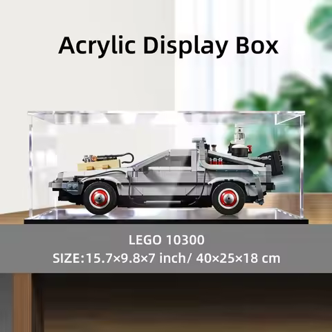 Acrylic Display Box for Lego 10300 Back to the Future Time Machine Dustproof Clear Display Case (40×