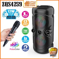 Dual 4" 16W Bluetooth Speaker Super Bass KTV Karaoke Trolley Wireless Speaker with LED & Microphone