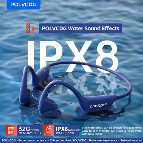 POLVCDG X7 Bone Conduction Bluetooth Earphone IPX8 Swimming Earphone 32G Memory Outdoor Sports Cycli