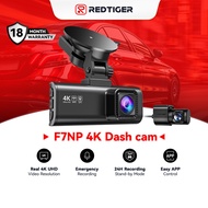 REDTIGER F7NP 4K Dash Cam Car Camera, Mini Recorder with 3.18'' IPS Screen, Built‑in WiFi & GPS, 24H