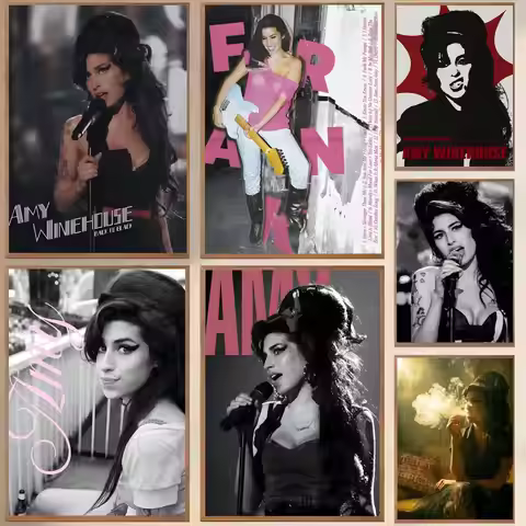 A-Amy Winehouse Vintage Music Poster Waterproof Canvas Wrinkle Resistant Wall Art Easy Hang Home Dec