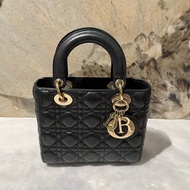 Dior黑金羊皮5*4黛妃包