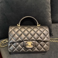 chanel黑羊皮coco handle20