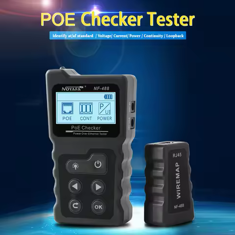 PoE Checker Tester Multi Functional LCD Network Cable Tester PoE Checker Inline PoE Voltage and Curr
