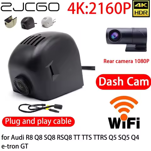 ZJCGO 4K Car DVR Dash Cam Wifi Front Rear Camera 24h Monitor for Audi R8 Q8 SQ8 RSQ8 TT TTS TTRS Q5