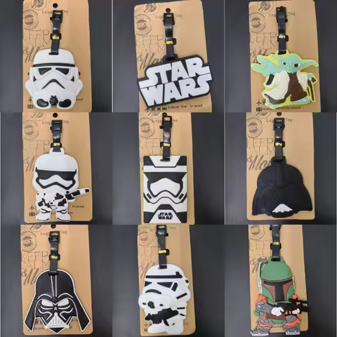 The latest 2025 Star wars luggage tag is a cool Darth Vader and White Soldier PVC soft rubber luggag