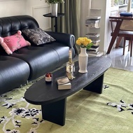 Small Small Apartment Coffee Table Oval Nordic Living Room Log Black Solid Wood B & B Table B & B De