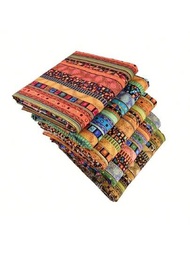 5入組非洲印花布料碎片,預裁剪拼布縫紉布料包,可用於製作口罩、diy手工藝品,尺寸為9.8英寸x9.8英寸（25cmx25cm）
