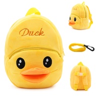 B.Duck Kindergarten Boys Girls Schoolbags Anti-lost Cute Cartoon Animation Children's Plush Backpack Early Childhood Education Bag