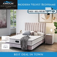 AMOUR BRAND QUEEN SIZE / KING SIZE PREMIUM MODERN VELVET BED FRAME/10 YEARS WARRANTY 1803