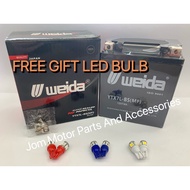WEIDA YTX7 YTX7L-BS BATTERY HONDA CBR250 YAMAHA R25 KAWASAKI ZZR250 NINJA250R KLX150 FREE LED BULB 2