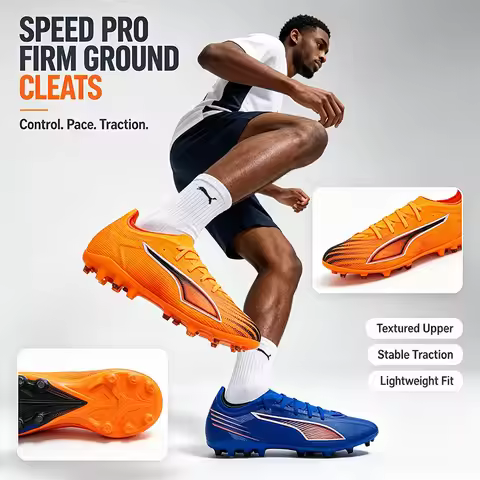 PUMA Mens MG Cleat Soccer Shoes 108519-01 108519-03 Reinforced Heel One Piece Tongue Football Boots