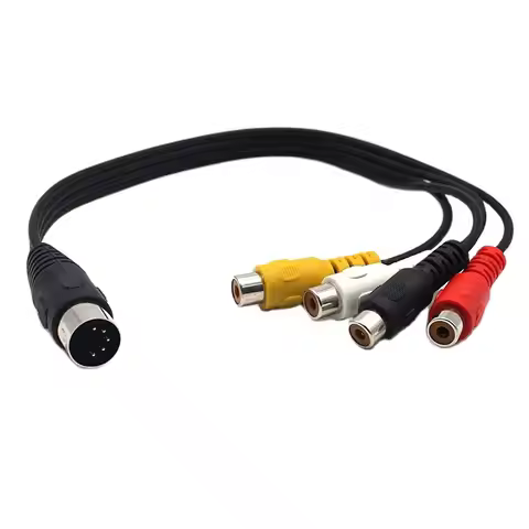 1FT DIN MIDI 5 Pin Male to 4 x RCA Female Cable MIDI DIN 5 Pin Male Din Plug to 4 x RCA Phono Female