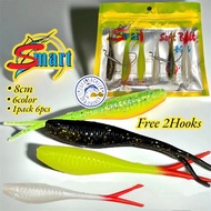 【 FREE HOOK 】SMART Super Baby Silencer7.5cm 5g Soft Plastic Soft Bait Ozmyy Silent Killer SP Umpan K