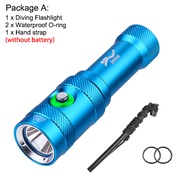 Asafee AF15D 80M Underwater 1050LM Diving Flashlight L2 LED Press Switch Lamp IPX8 Waterproof Scuba