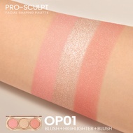 Pro-Sculpt 3-in-1 Facial shaping Palette Highlighter & Contour & Blush Multi-Use 3D Do-It-All Upgrad
