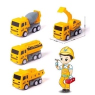 Toy Set of 4 high-quality plastic wind-up construction site cars
