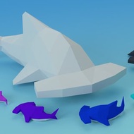 數碼 Balm 3D的鎚頭鯊|DIY摺紙 |手工製作 (電子檔)