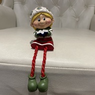 Mrs Santa Claus holding book Cute Funny Face with Hanging Feet 9 cm sitting, foot to head: 17 cm