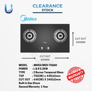 MIDEA CLEARANCE SET TEMPERED GLASS BUILT-IN GAS HOB - MGH-76Q60B