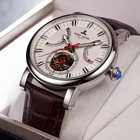 Reef Tiger/rt For Mens Watches Male Tourbillon Automatic Wristwatch Skeleton Mechanical Power Reserv