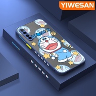 YIWESAN เคสสำหรับ Xiaomi Redmi Note 8 Note8 Pro Note 8T ลายการ์ตูนโดราเอมอนน่ารักบางมีน้ำค้างแข็งโปร่งใสแข็งขอบสี่เหลี่ยมกันกระแทกปลอกซิลิโคนคลุมทั้งหมดเคสนิ่มสำหรับป้องกัน