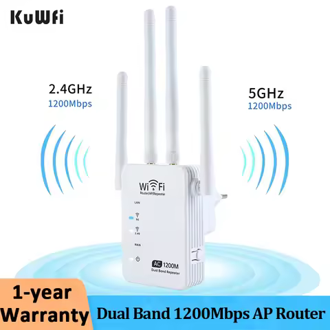 KuWfi 5G Wifi Repeater Dual Band 1200Mbps AP Router Wifi Signal Amplifier Wireless Wi-fi Extender Lo