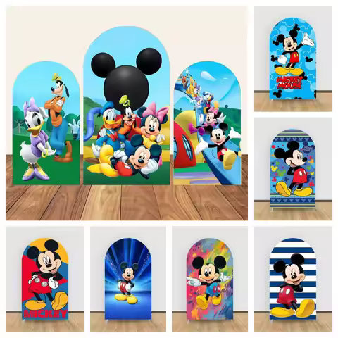 Children's Mickey Mouse Donald Duck Customizable Arched Background Cover Happy Birthday Gift Party P