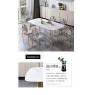Nordic Marble Dining Table Light Luxury Dining Table Household Small Apartment Dining Table and Chair Internet Celebrity Restaurant46Table and Chair Combination