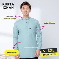 [S-3XL ] Kurta Izhan | Kurta Dusty Green | Kurta Moden | Kurta Slim fit | Kurta Moden | Men Kurta