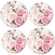 Gas Stove Burner Cover Set Of 4，Blooming Bright Pink Roses Flower Watercolor Metal Stove Burner Cove