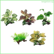 RAN Aquarium Decor Driftwood Twigs Plastic  Underwater Aquatic Hide Leaves Ornaments for Fish for Ta