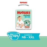 Huggies Breathable Air Soft Tape - Size NB (68's)/S (58's)/M (52's)/L (44's)/XXL (38's)/XXL (32's)