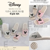 🇰🇷 (兩對套裝 Package) Korea Disney Mickey Mouse Minnie Mouse Pink + Gray Colour Couples Bathroom Slipper