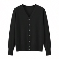Plus Size 1XL-4XL Spring Autumn V-Neck Women Knit Sweater Cardigan Casual Long Sleeves Top