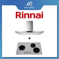 RINNAI RH-C249-SSR 90CM CHIMNEY HOOD + Rinnai RB-3SI 3 Burner Inner Flame Stainless Steel Built-in Hob