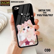 HP Vivo Y65/Y66/Y67 Case - New Glossy Case casing Vivo Y65/Y66/Y67 [CUTE CAT Motif] - AGM Case softc