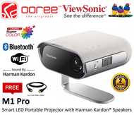 VIEWSONIC M1+ G2 M1 PLUS G2 (TYPE-C) 300 LUMENS / M1 PRO 600 LUMENS / M2E 1000 LED LUMENS PORTABLE LED CINEMA PROJECTOR , BUILT-IN DUAL HARMAN KARDON SPEAKER. FREE CARRY CASE &amp; HDMI CABLE. USB TYPE-C &amp; USB READER, HDMI INPUT