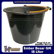 HITAM 18 LITER Large Black Plastic Bucket Washing Clothes Cast Brand GM ANTI-Shatter