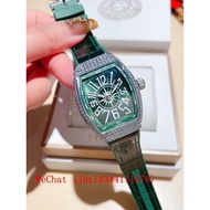 Frank muller V32 tonneau yacht series green plate with diamonds case buckle 32mm * 42mm imported quartz movement fashion ladies watch
