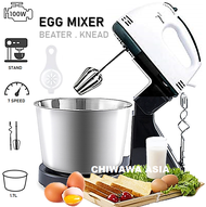 7 Speed Electric Hand Mixer Egg Beater Blender Grinder Processor Dough Whisk Mesin + Bowl / Pengadun Bancuh Telur