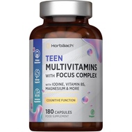 Teen Multivitamin with Focus Complex | 180 Capsules | High Strength Complex with Vitamin B6, B5, Mag