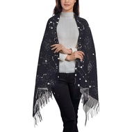 Bagea-Ka Moon Space Planet Stars Galaxy Universe Pattern Scarf Long Shawl Wraps Pashmina for Women G