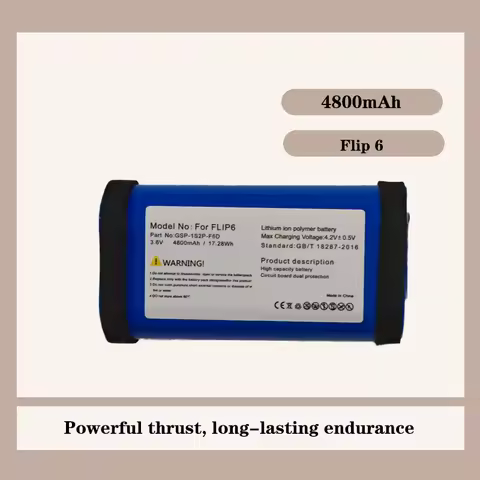 New GSP-1S2P-F6D Battery for JBL Flip 6 Bluetooth Speaker 3.6V 4800mAh Li-polymer Replacement 17.28W