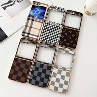 【Fold Love】Plating Hard PC For SAMSUNG Z Flip 3 4 5 Casing For Girl Shockproof Lens Protector Case