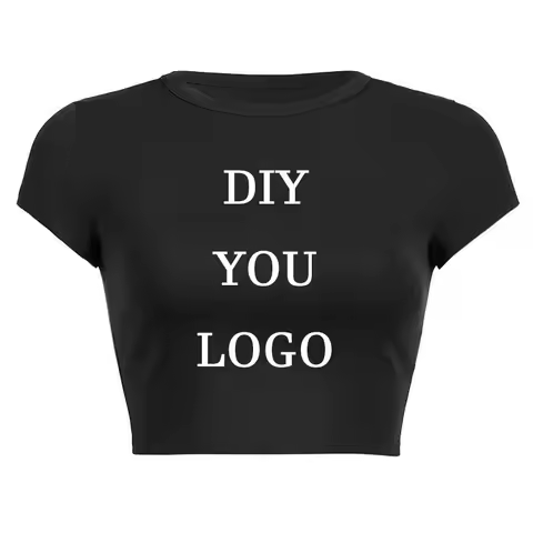 New Summer Short Sleeve O Neck Nieuwe Uw Eigen Ontwerp Logo/Foto Wit Custom DIY Women Crop Tops Fash
