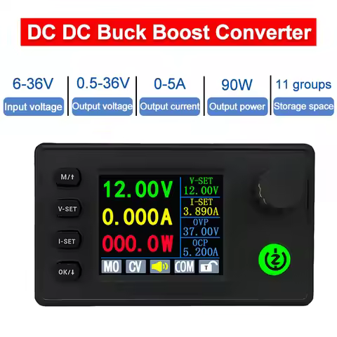 40W/90W DC DC Buck Boost Converter CC CV 0.5-36V 5V 6V 12V 24V Power Module Adjustable Regulated lab